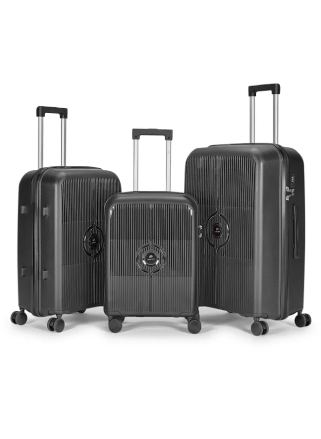 LIMRA Premium 3-Piece Hard Shell Travel Luggage Set – Durable Polypropylene with Smooth Spinner Wheels – Dark Grey